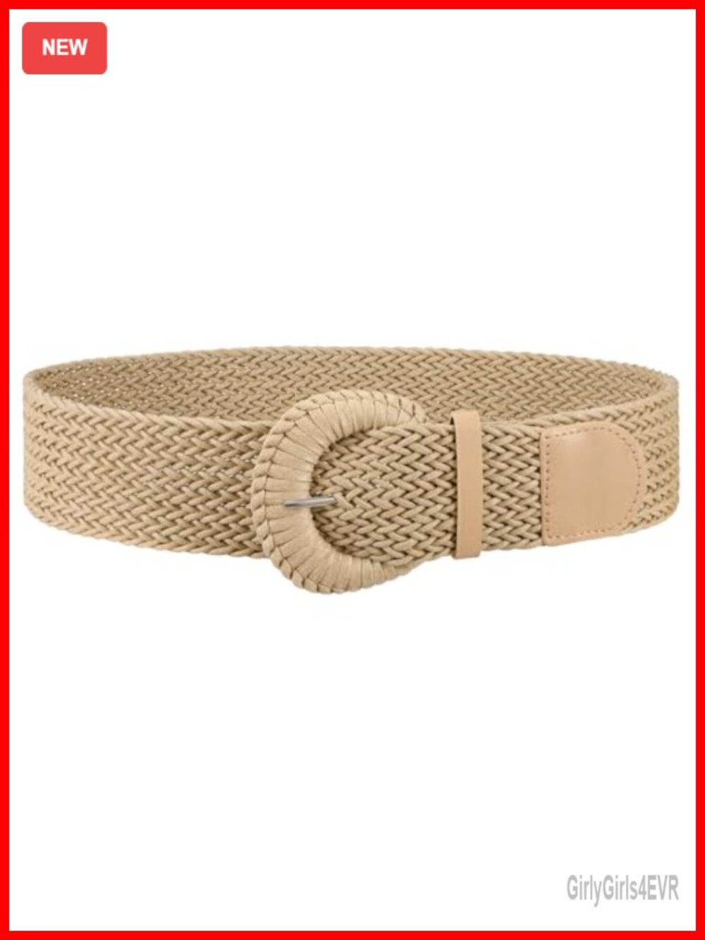 Wide Woven Braided Waist Belt Boho D-Buckle Adjustable Fit for Dress